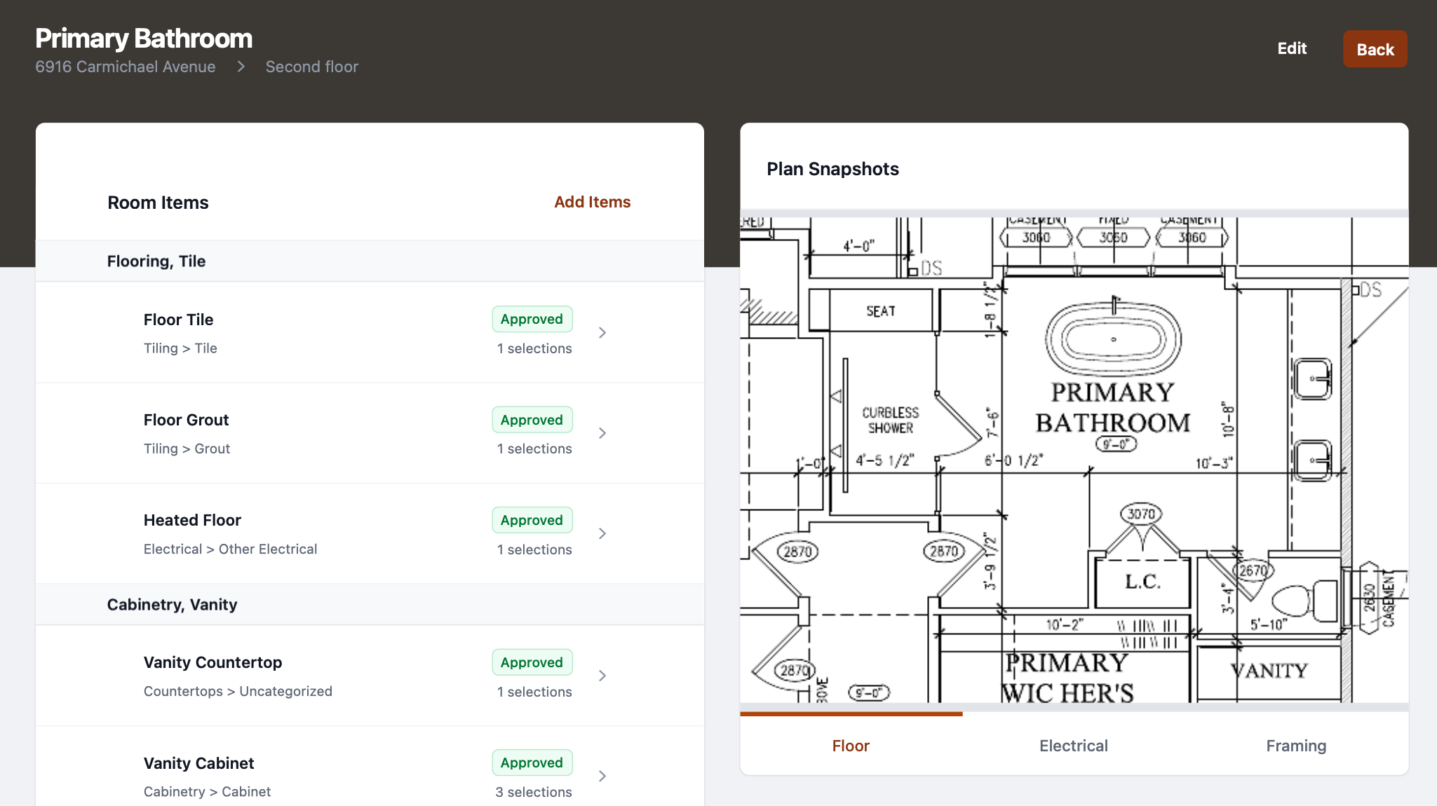 Turn architectural plans into selections for custom homes